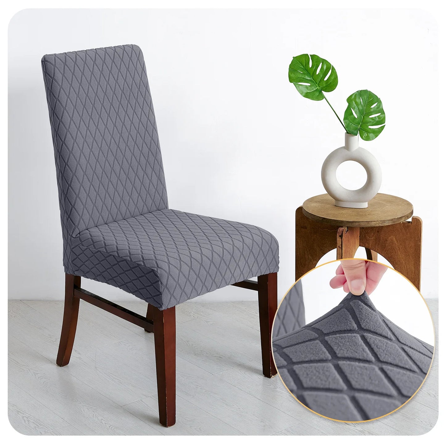 NONECN Jacquard Chair Cover Set Diamond Pattern Elastic Slipcovers