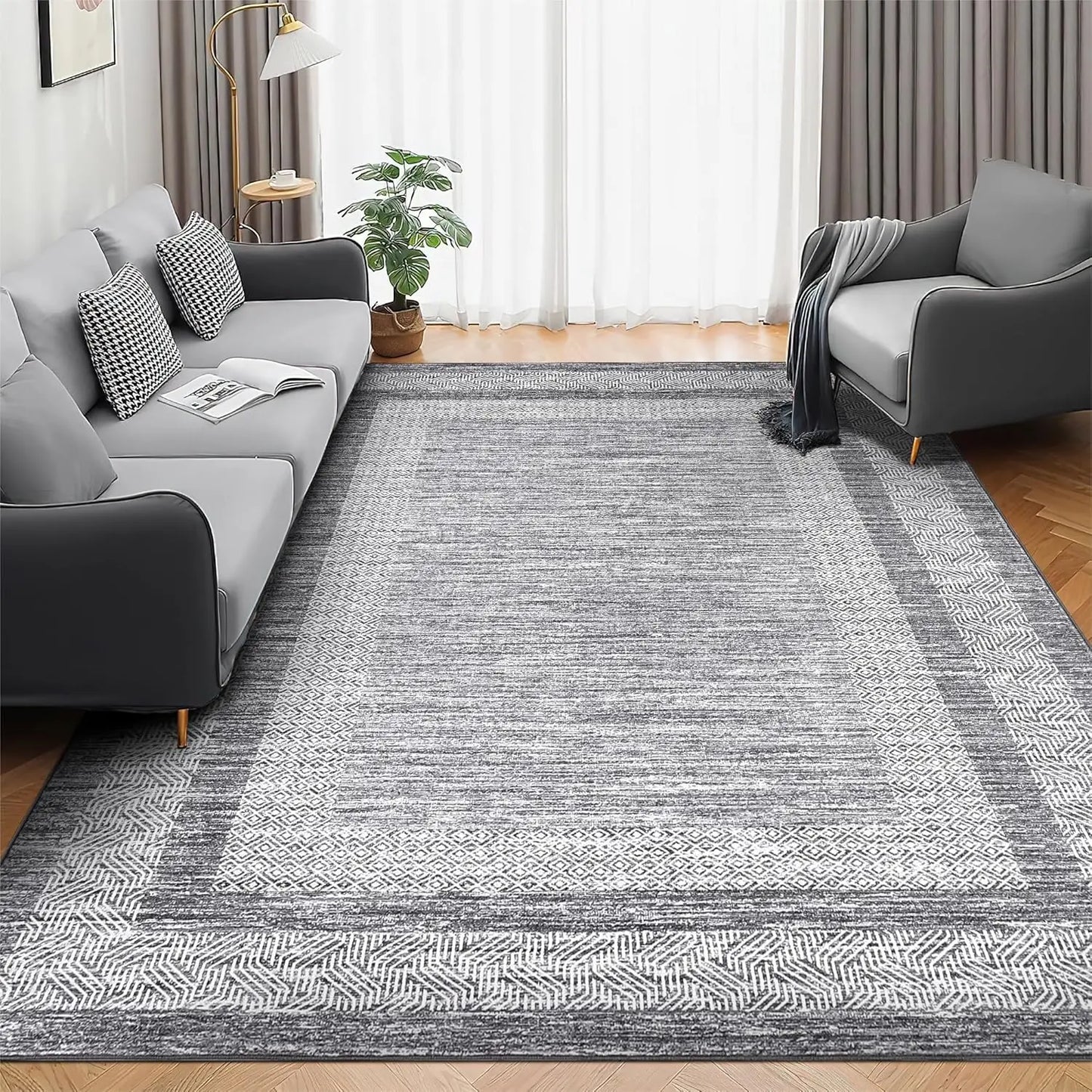 Large Area Rugs for Living Room, Machine Washable Modern Abstract Area Rug for Bedroom- Soft Low Pile Carpet for Dining Room