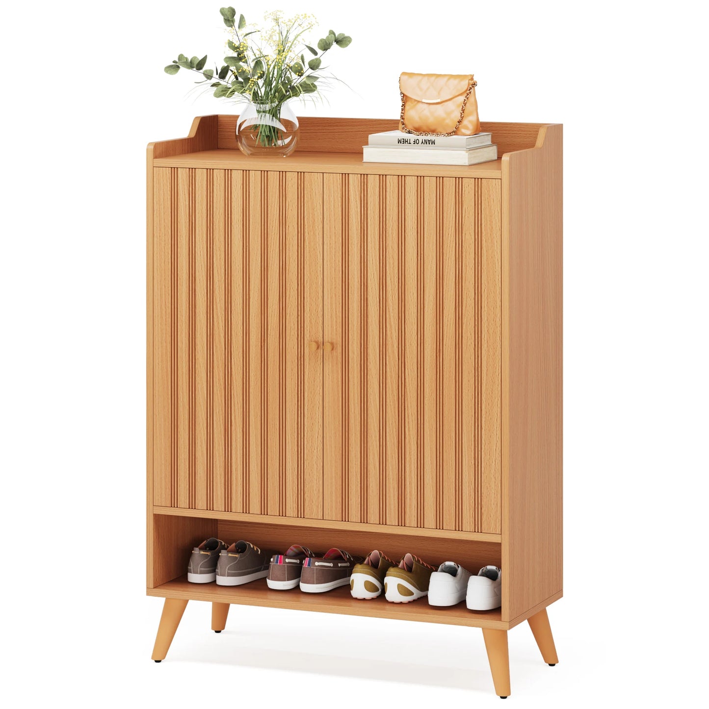Tribesigns Wooden Shoe Cabinet With Doors For Home Storage