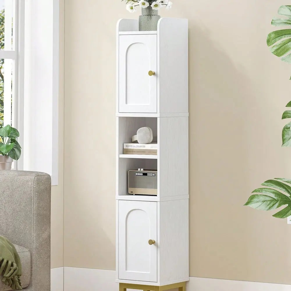 HaluPeit Narrow Bathroom Storage Cabinet, Bathroom Organizers And Storage With 2 Doors, Open Space,Adjustable Shelf, Laundry Ro