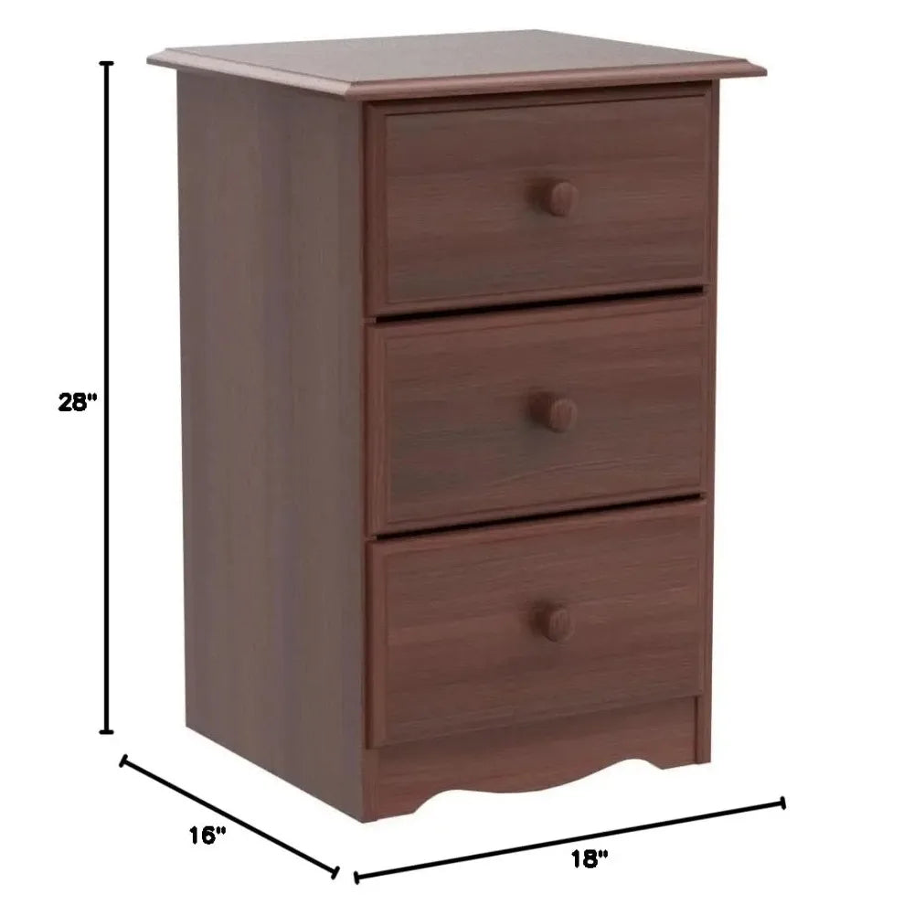 MOYU Solid Wood 3 Drawer Nightstand Minimalist Modern Bedroom Furniture