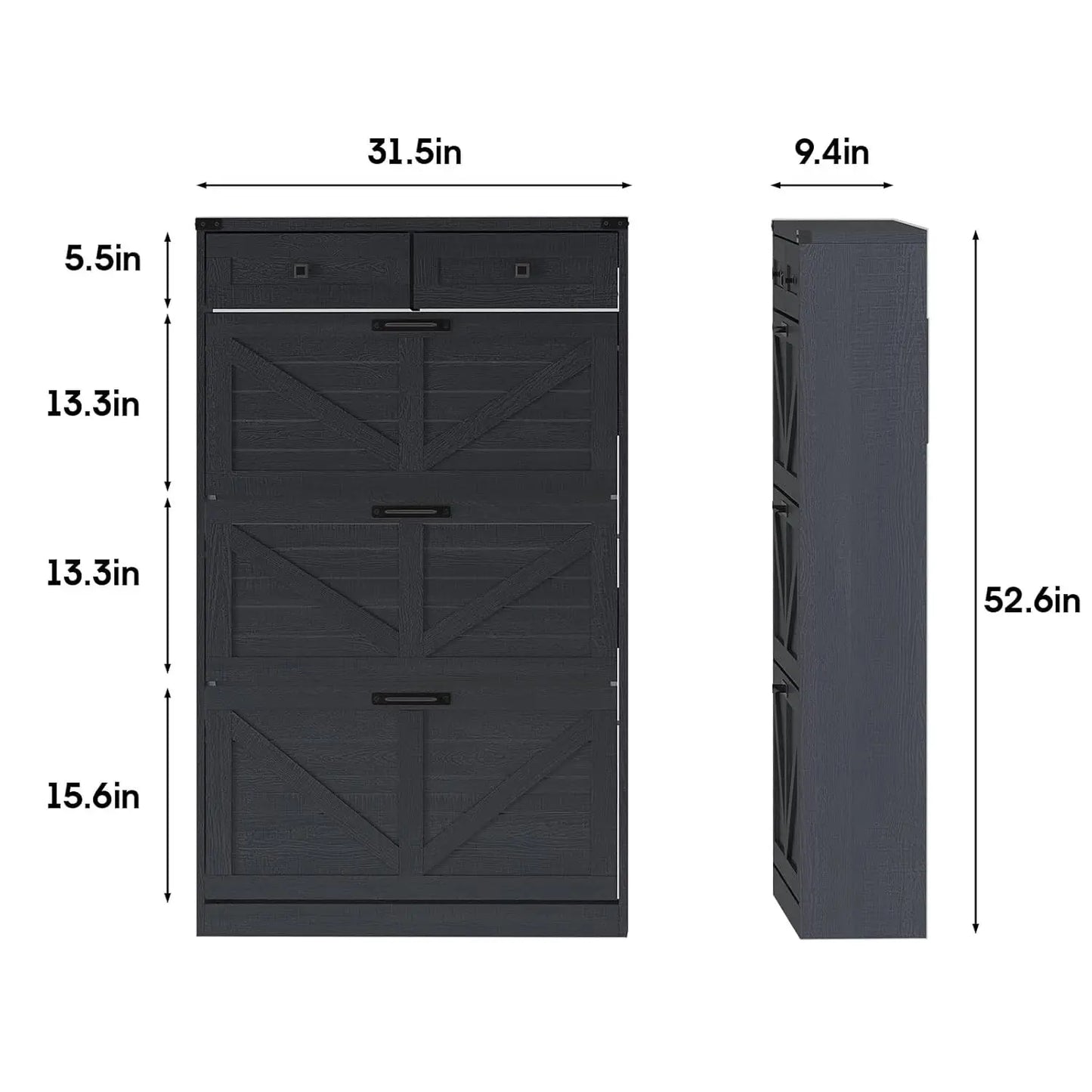Shoe Cabinet with 3 Flip Drawers & 2 Drawers,Freestanding Shoe Storage Cabinet for Entryway,Farmhouse Narrow Slim, Custom
