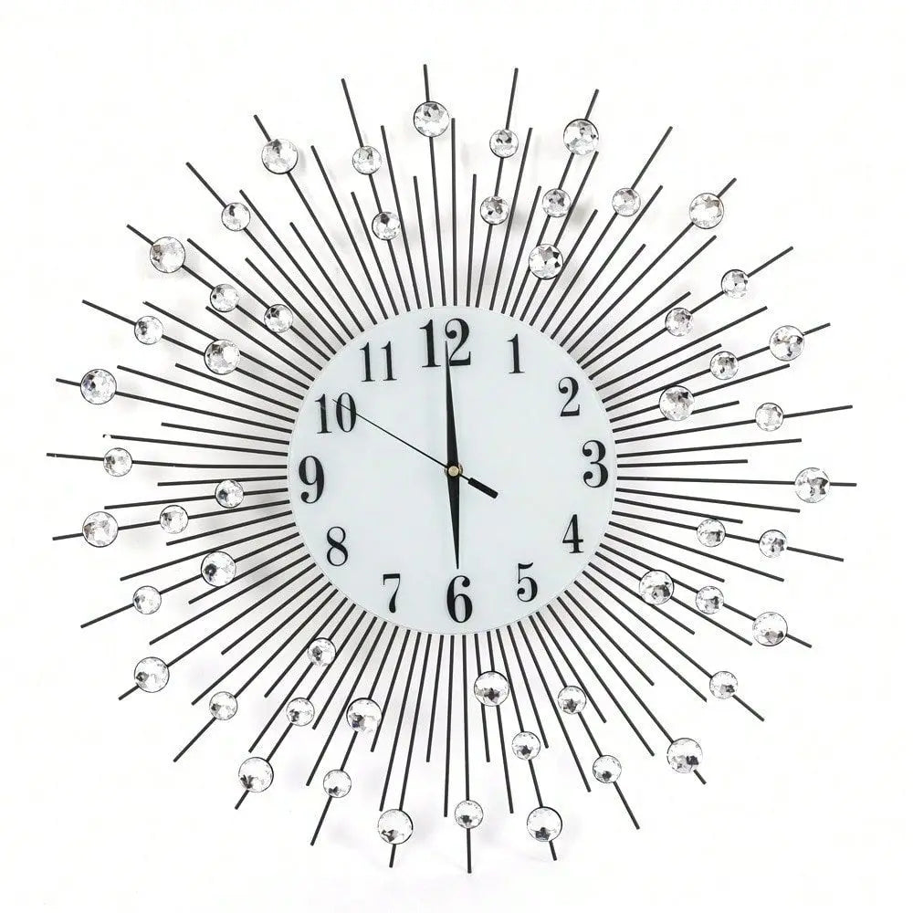 Wall Clock Modern Crystal Diamond Wall Clocks 3D Luxury Flower Clock Non Ticking Silent Metal For Living Room