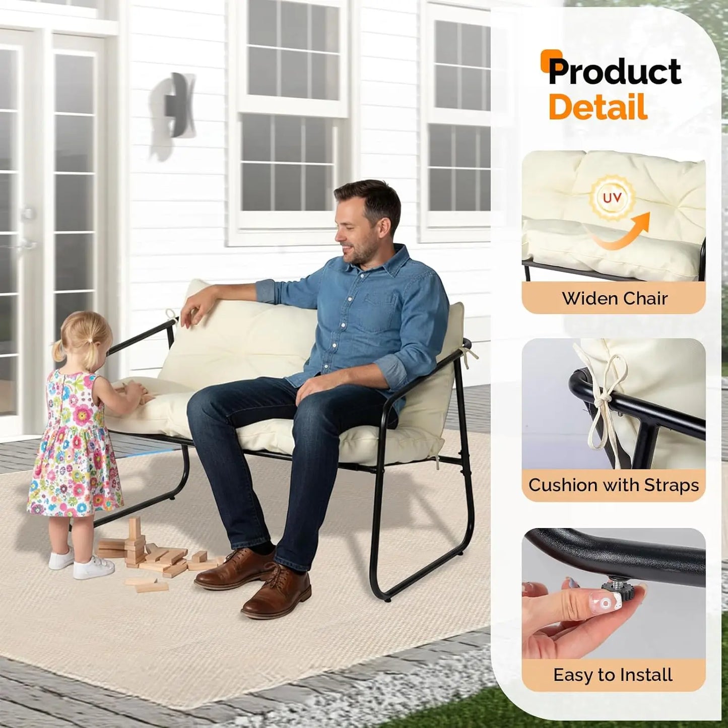 4 Piece Patio Conversation Set Outdoor All Weather Coffee Table Cushions