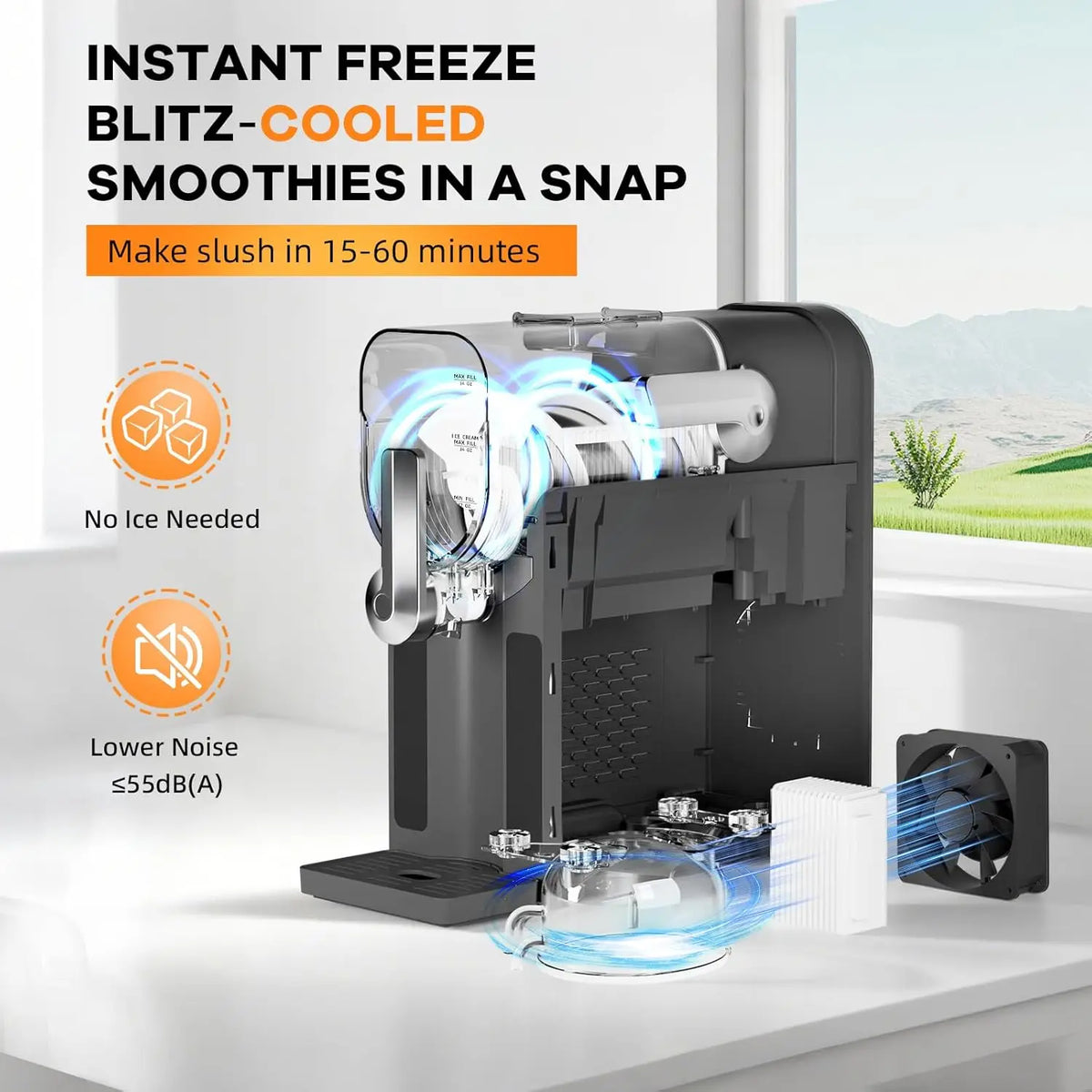 Acekool No Ice Slushie Maker With LED Display And Presets