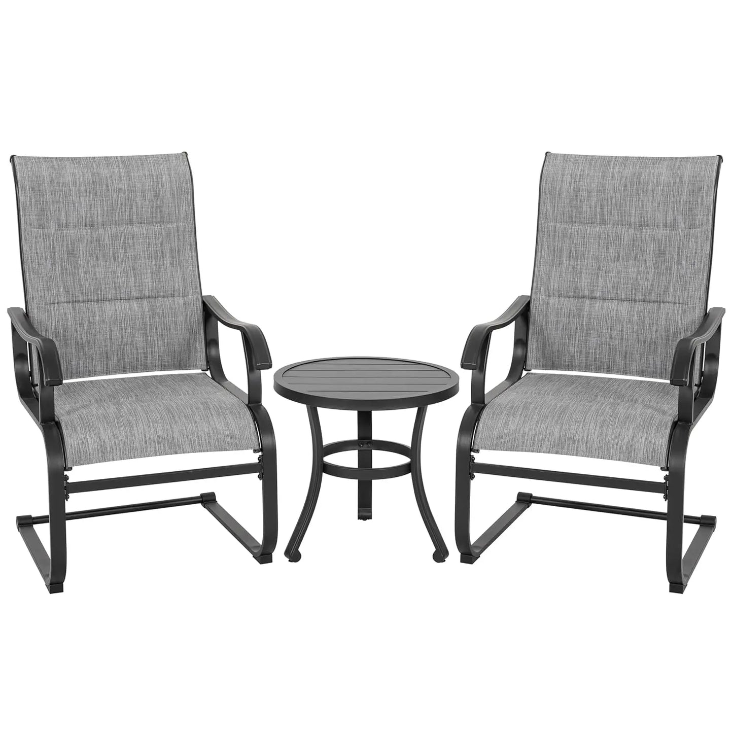 3-Piece Patio Bistro Set, All Weather Breathable Textilene Swivel Chairs and Side Table, Outdoor Patio Furniture Set, Custom