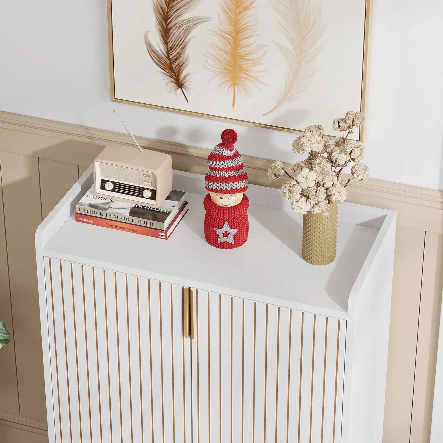 Tribesigns Wooden Shoe Cabinet With Doors For Home Storage