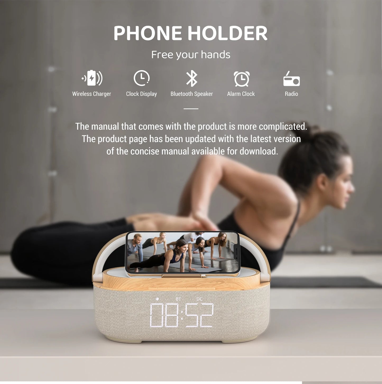 COLSUR S29 Bluetooth Speaker With Alarm Clock And Wireless Charging