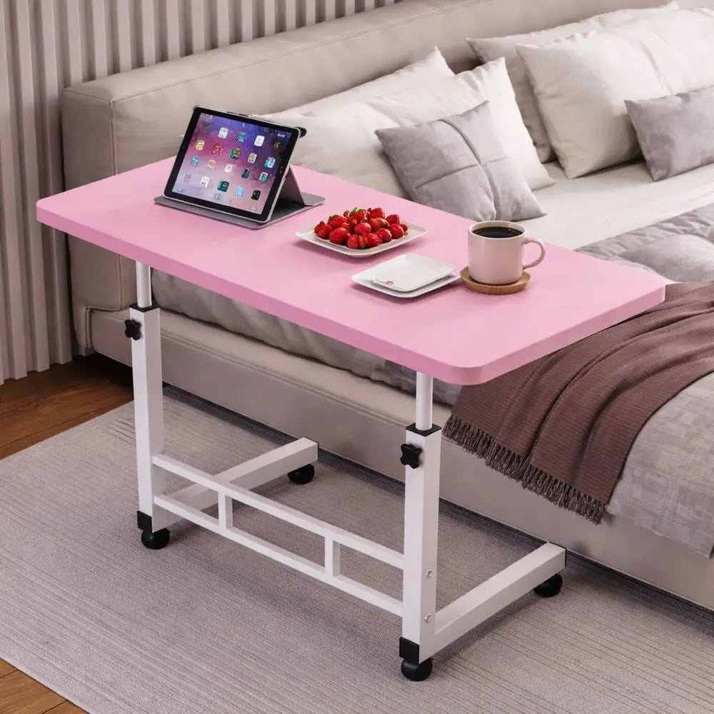 Rolling Overbed Table For Bed & Sofa – Space-Saving Mobile Side Desk, Easy To Move & Use Anywhere,Multiple Colors Available