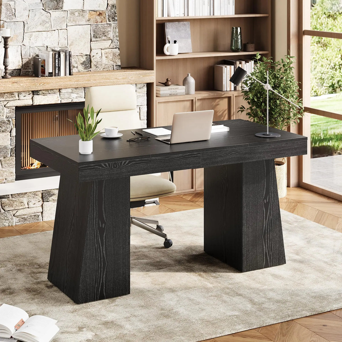 HiMISS Computer Desk With Drawer Cabinet And Storage Shelves