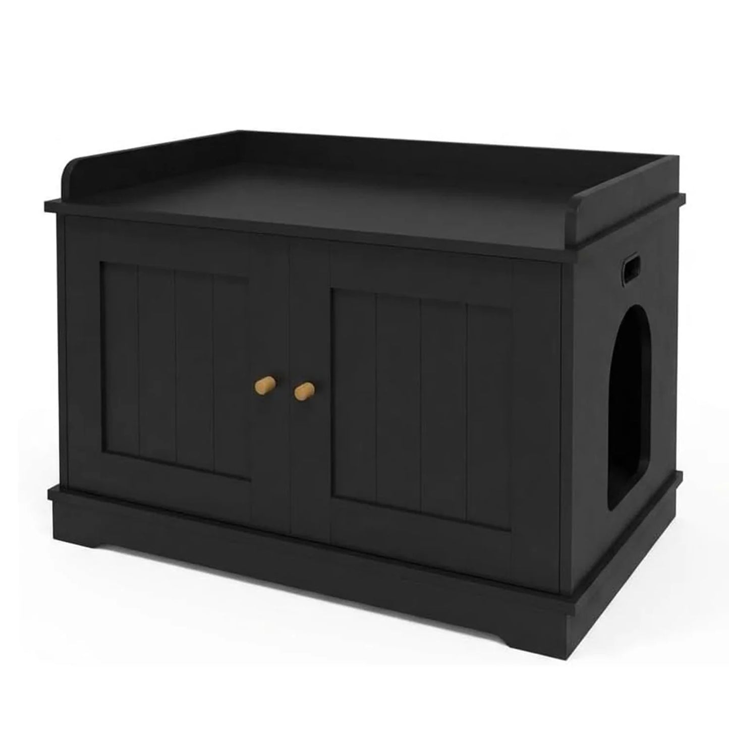 Cat Litter Box Enclosure, Hidden Litter Box Cabinet Furniture, Wooden Cat Washroom Furniture with Cosy Perch, pets House