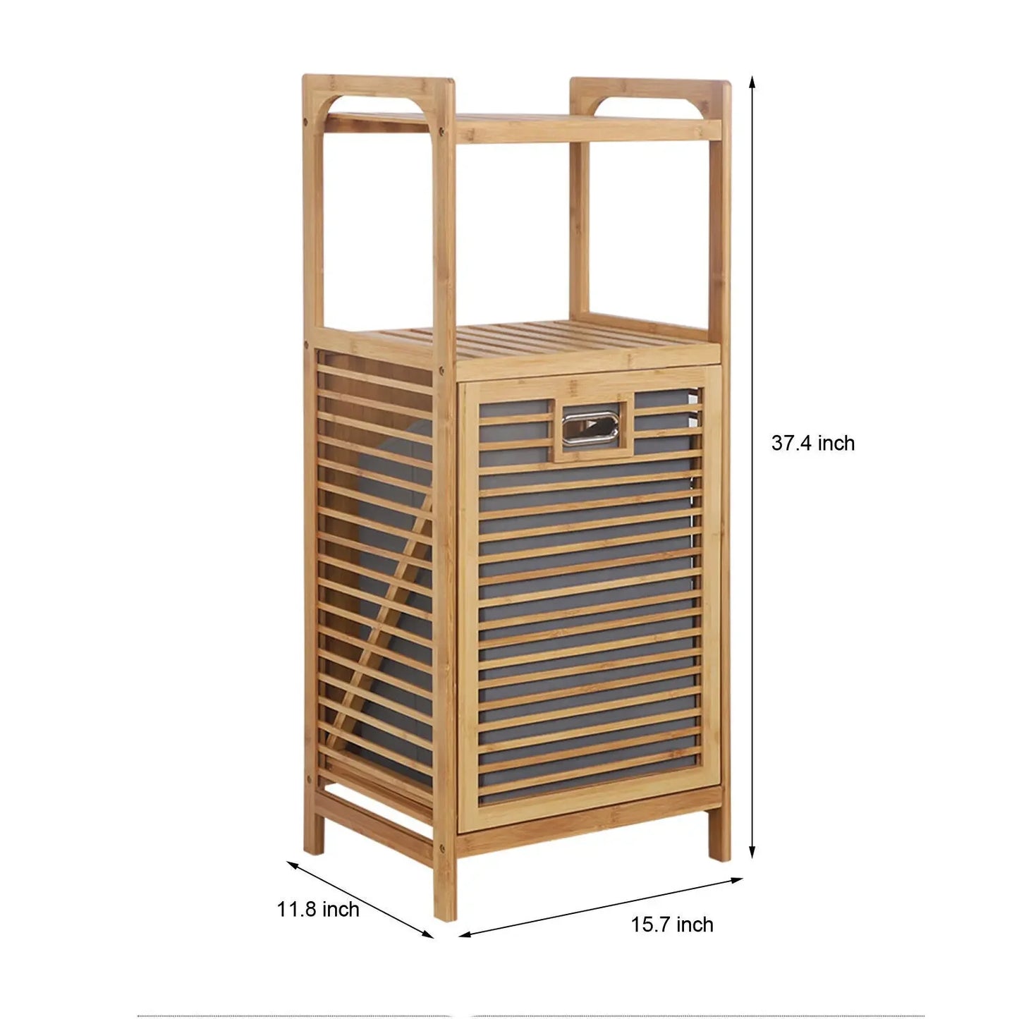 Tilt-Out Bamboo Laundry Hamper Cabinet With 2-Tier Shelf