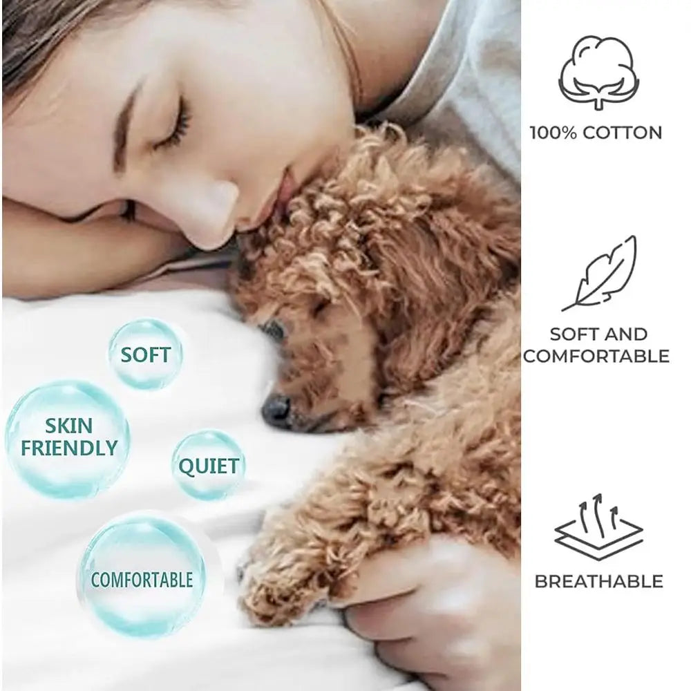 Duvet Protector Waterproo Breathable Cotton Incontinence Duvet Protector with Ties Washable Reusable or Elder,Kids Pets. (Black,