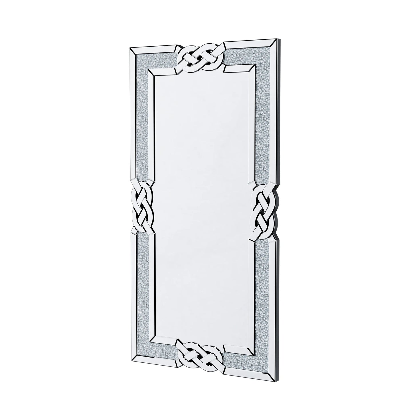 Wisfor Large Crushed Diamond Wall Mirror Rectangular Glass Silver Inlay Edge, Glam Style for Living Room, Bedroom, Home Hallway