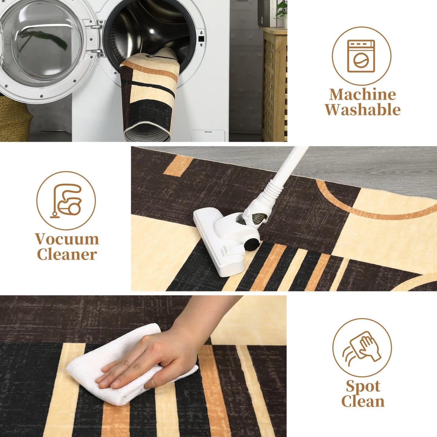 Machine Washable 8x10 Area Rug Modern Geometric Rug Low Pile Foldable Rugs Soft Carpet for Bedroom Living Room Dorm