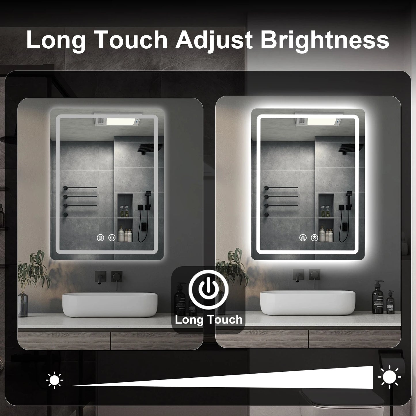 MYGIIVOVO LED Backlit Fogless Demister Bathroom Vanity Mirror
