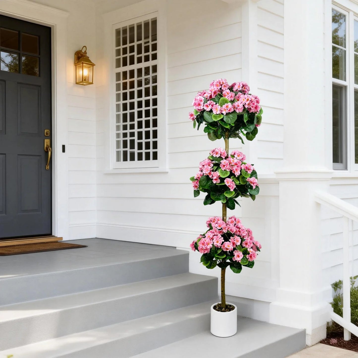 Artificial geranium plant, 5FT artificial tree with blossoms, artificial geranium flower Tree for  home,wedding,garden,balcony