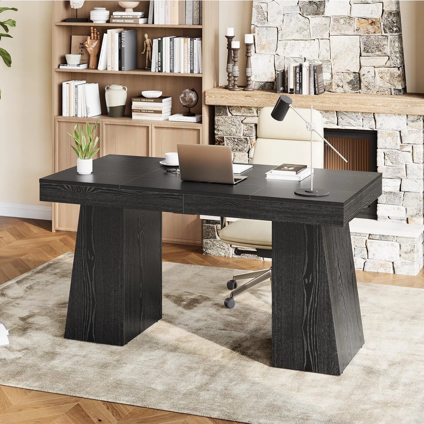 HiMISS Computer Desk With Drawer Cabinet And Storage Shelves