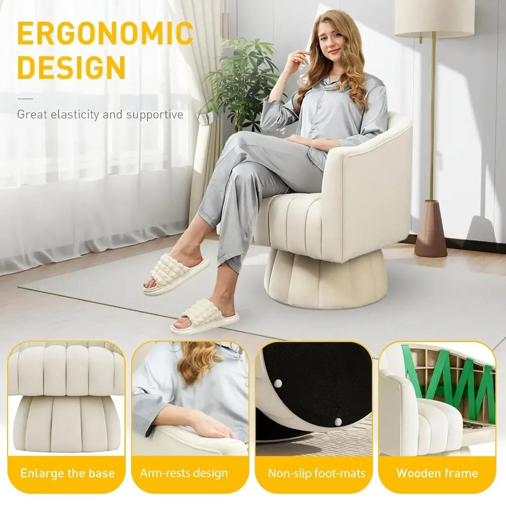 MOYU Velvet Upholstered Swivel Accent Chair 360 Degree Spin Armrest