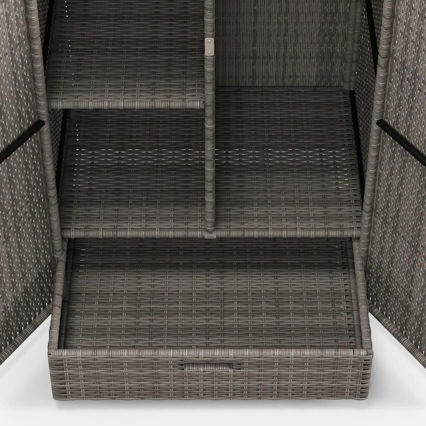 Outsunny Outdoor Wicker Towel Rack for Pool W/ Drawer & Cabinet, Dark Gray