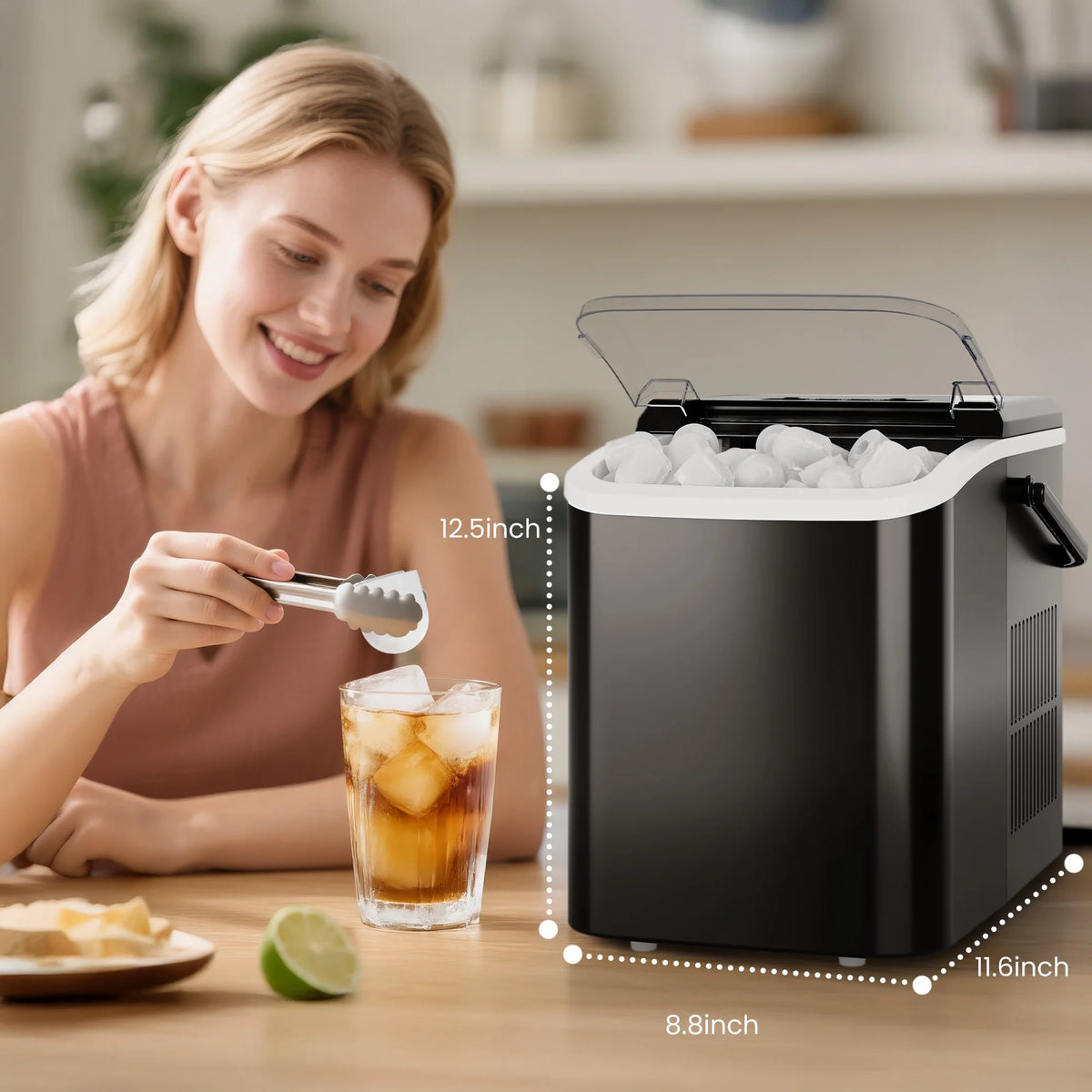 Portable Countertop Ice Maker with Self-Cleaning Bullet Ice Cubes