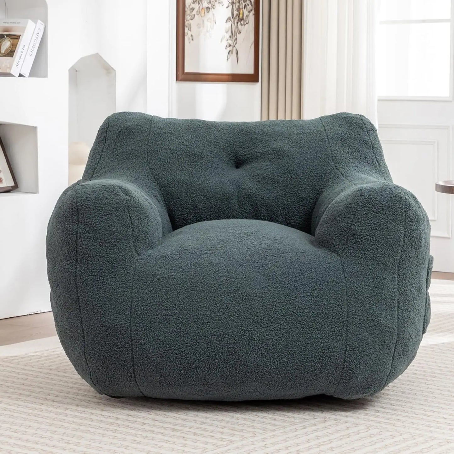 Memory Foam Bean Bag Chair For Adults With Arms FauxFur