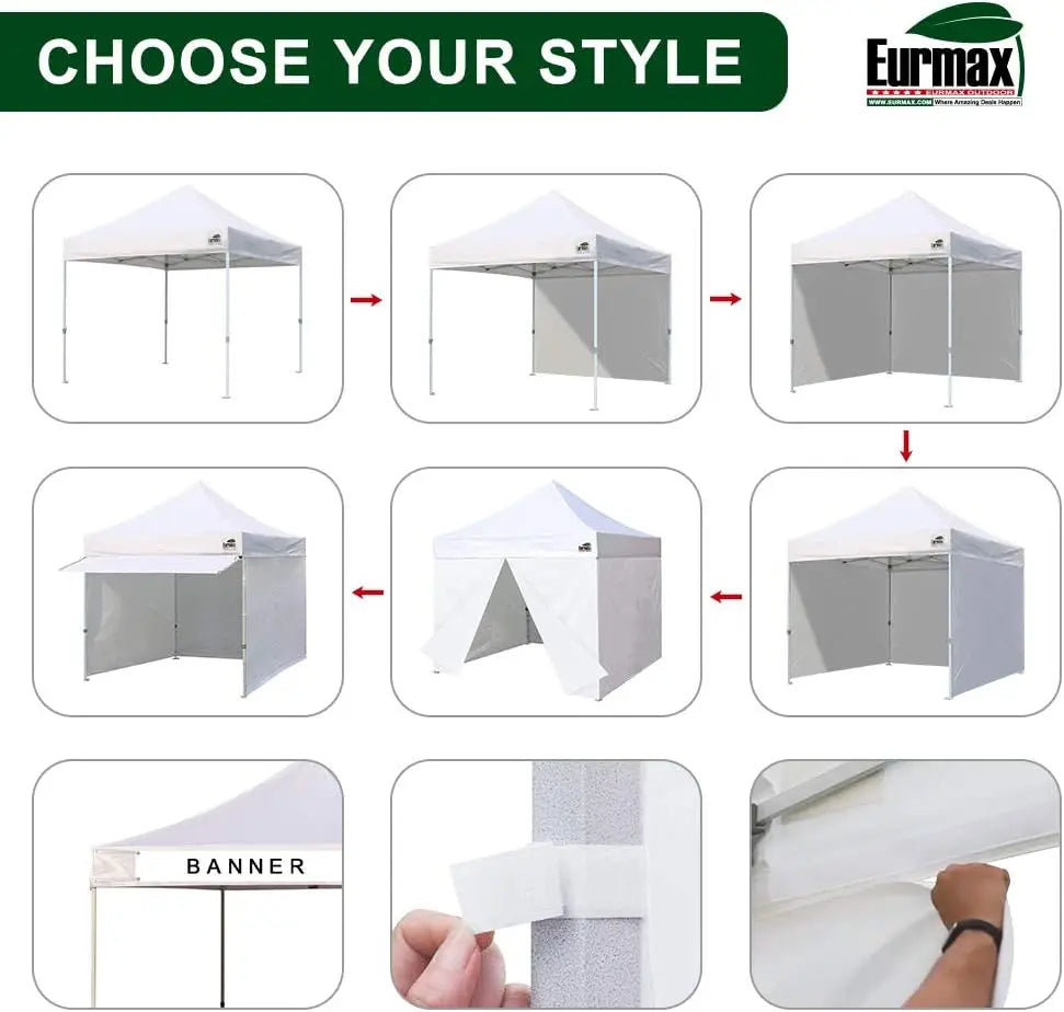 Pop Up Canopy Tent With Removable Sidewalls And UV Protection