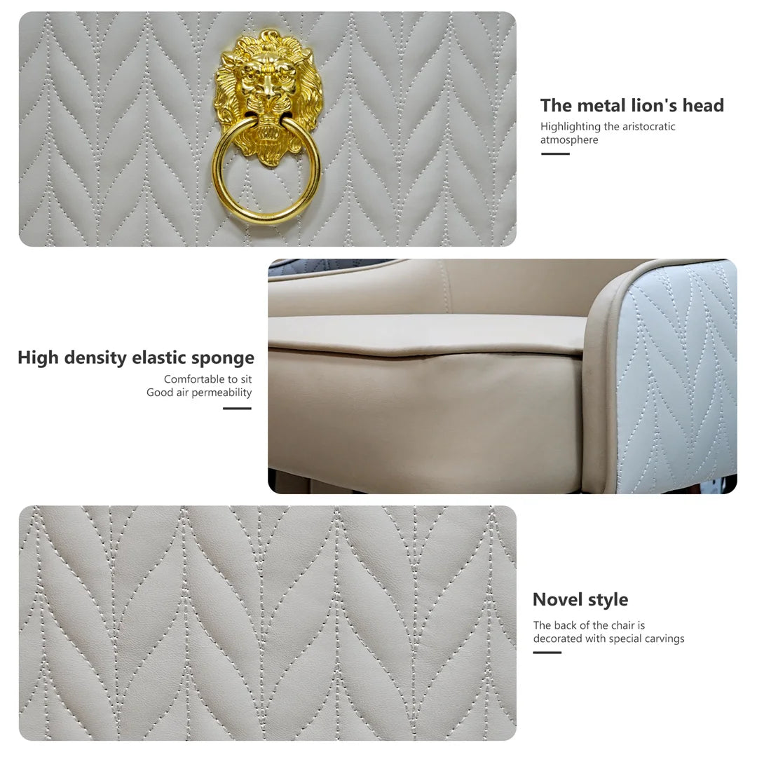 LUVODI Modern Dining Chair Set of 2 Microfiber Leather Leisure Chairs with Lion Knocker for Kitchen Table Restaurant