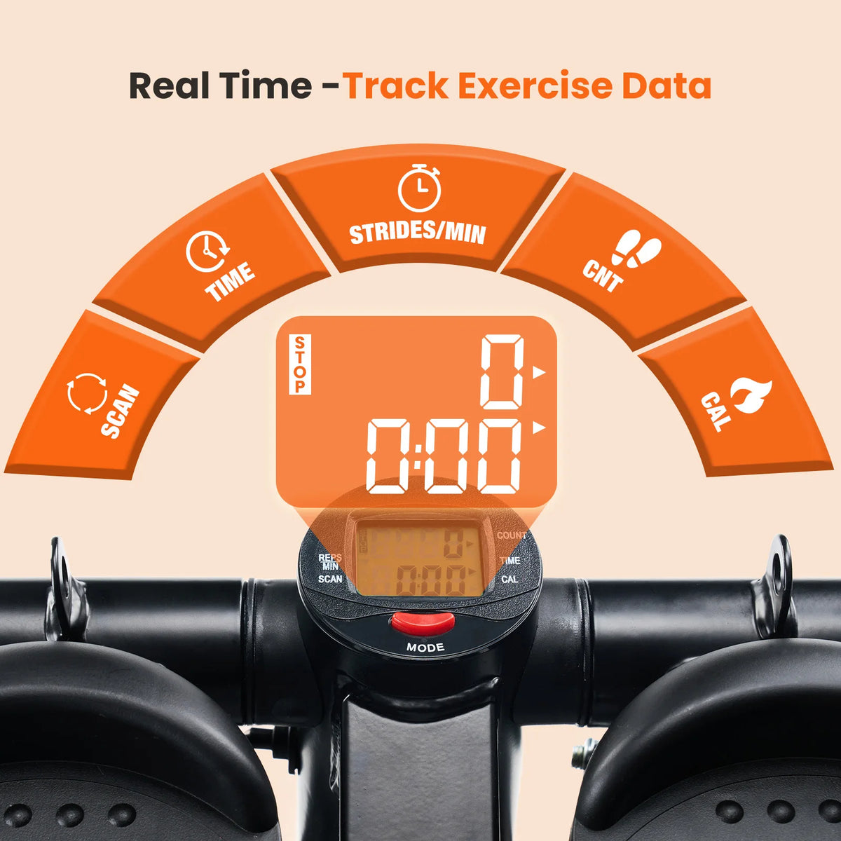 Home Cardio Mini Stepper With Resistance Bands and LCD Monitor