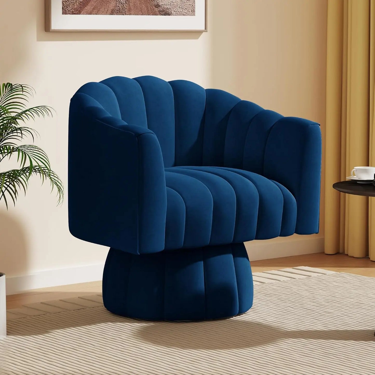 MOYU Velvet Upholstered Swivel Accent Chair 360 Degree Spin Armrest