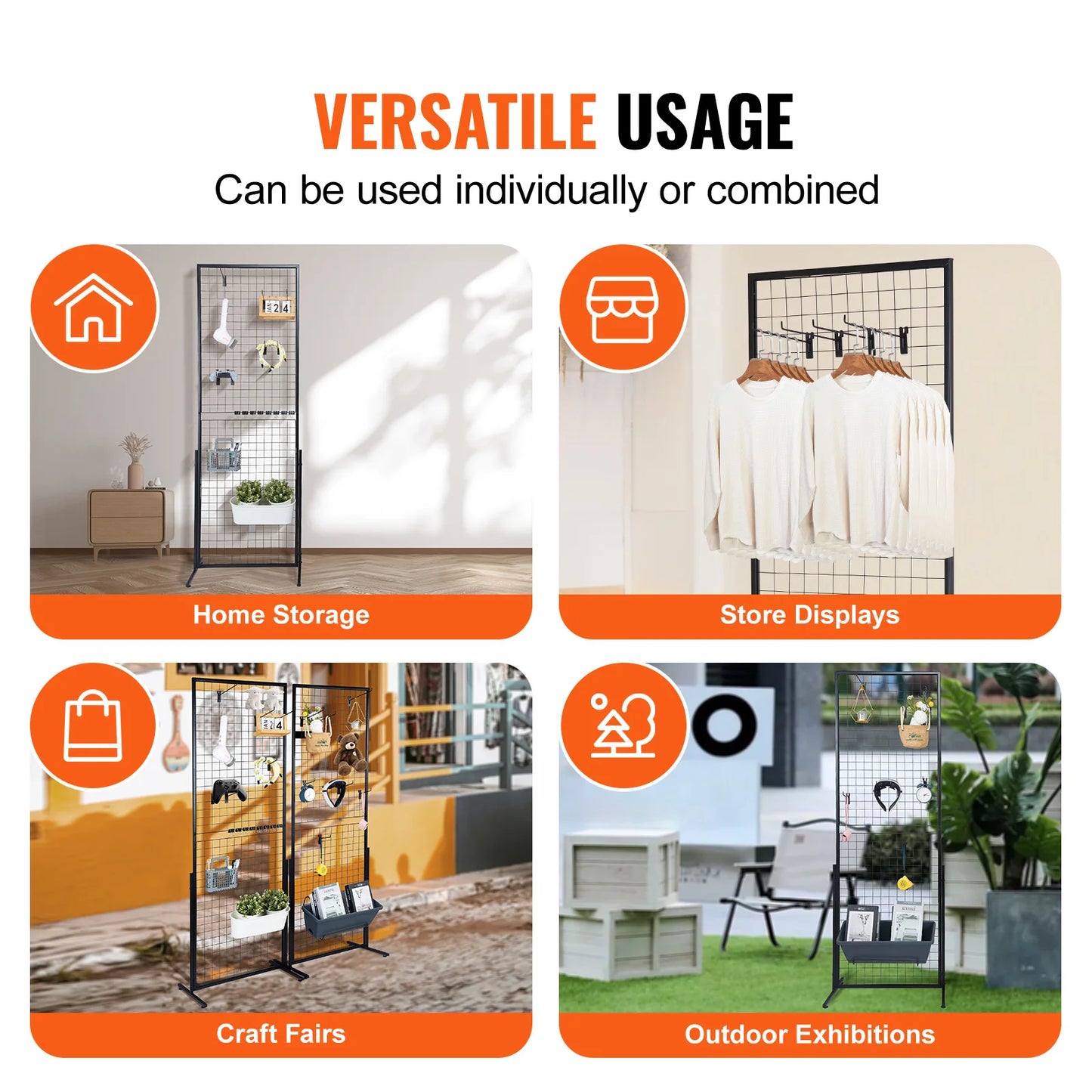 SucceBuy Grid Wall Panels Double Side Gridwall Display Racks