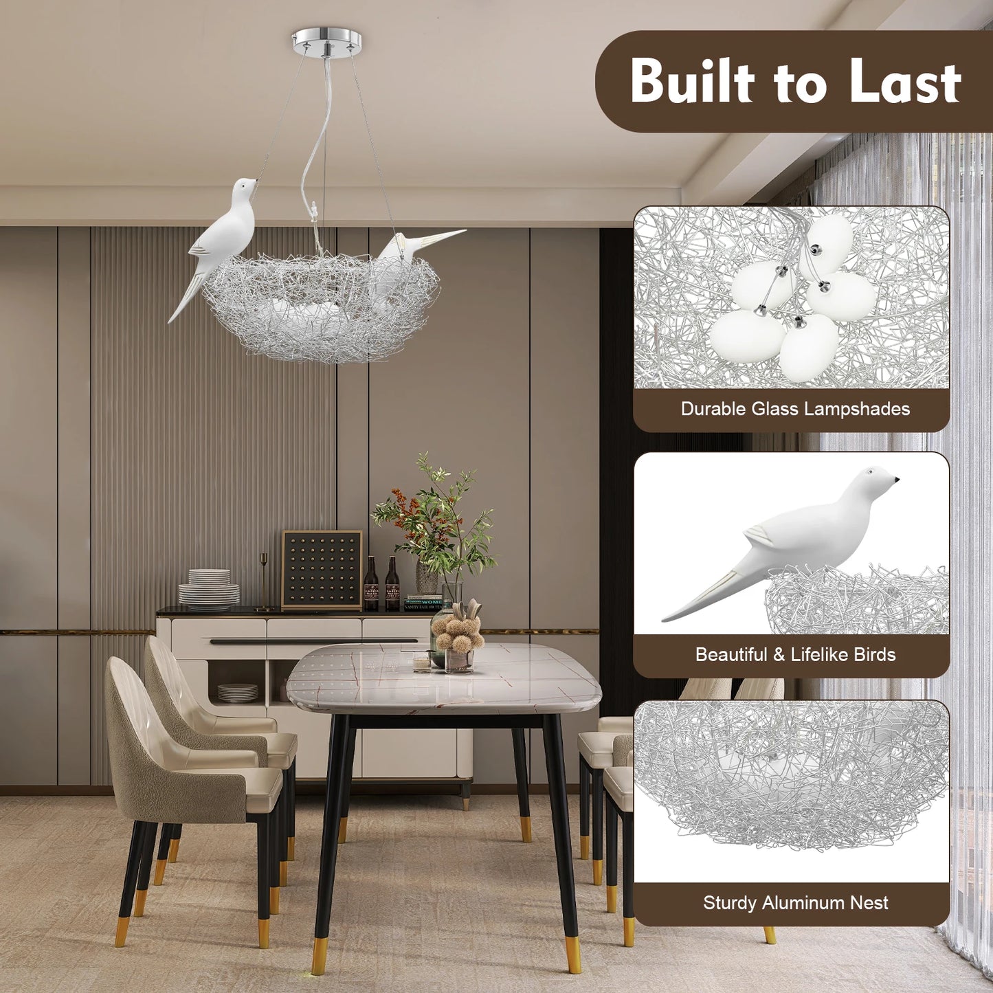 Modern Bird Nest LED Chandelier Ceiling Light For Living Room
