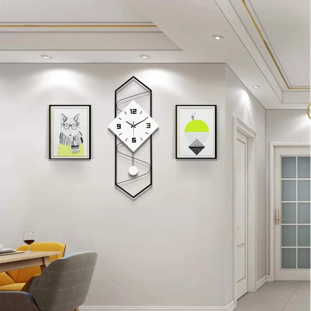 Swing Quartz Silent Wall Clock Modern Metal Home Decor Pendulum
