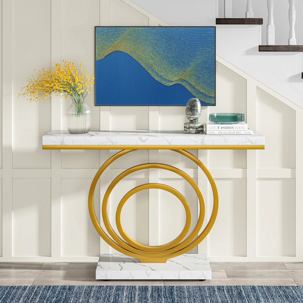 Tribesigns Modern Entryway Console Table With Unique Ring Design