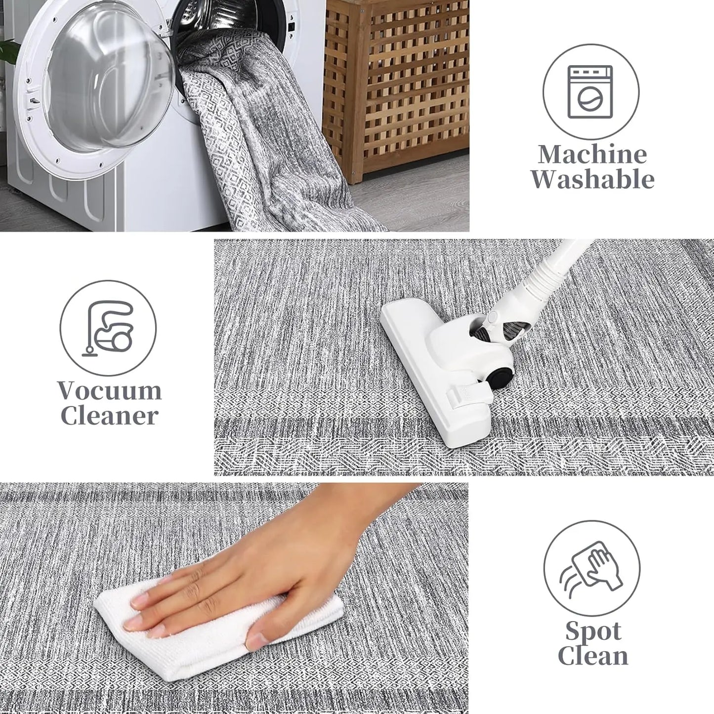 Large Area Rugs for Living Room, Machine Washable Modern Abstract Area Rug for Bedroom- Soft Low Pile Carpet for Dining Room