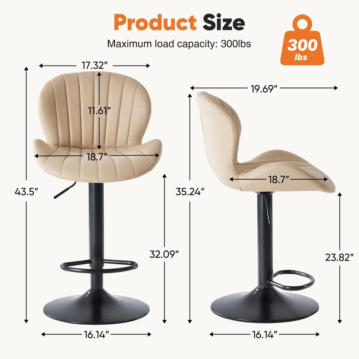 JHK Modern Fabric Upholstered Dining Chairs for Kitchen Island