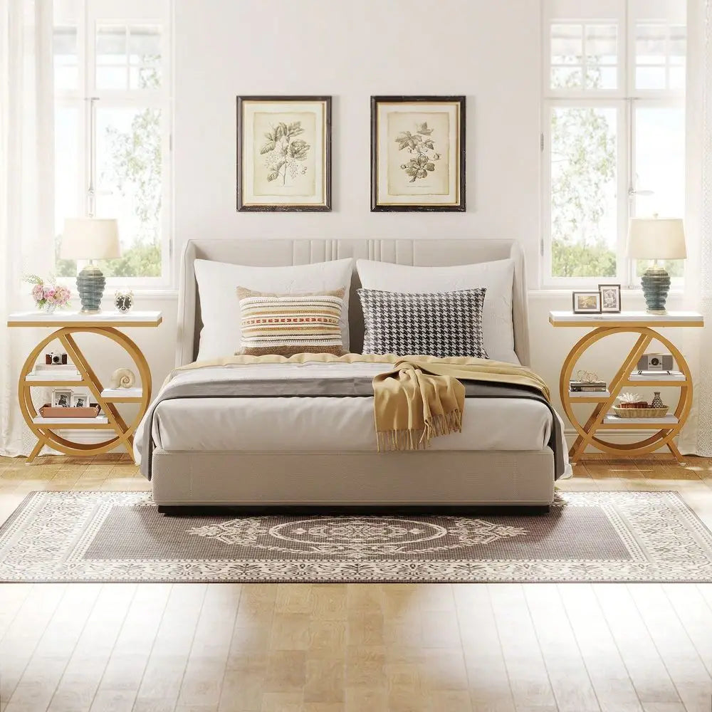 4-Tier End Table For Living Room, Narrow Side Table With Storage, Wood Sofa Side With Metal Frame, Industrial