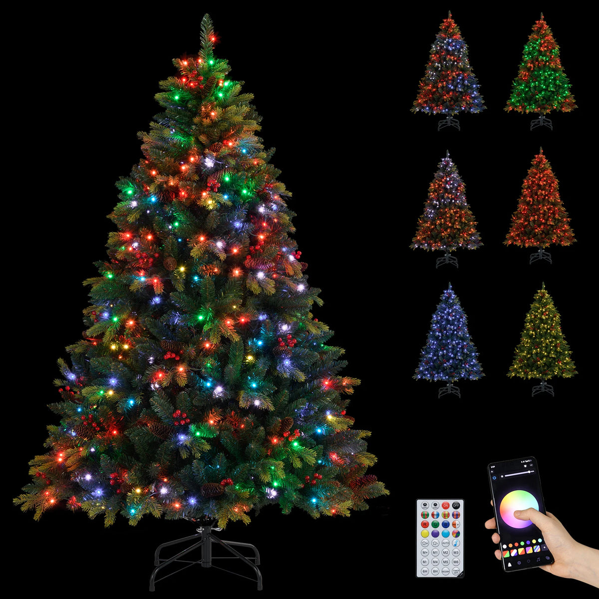 LIFEZEAL Hinged Artificial Christmas Tree With Remote And App Control