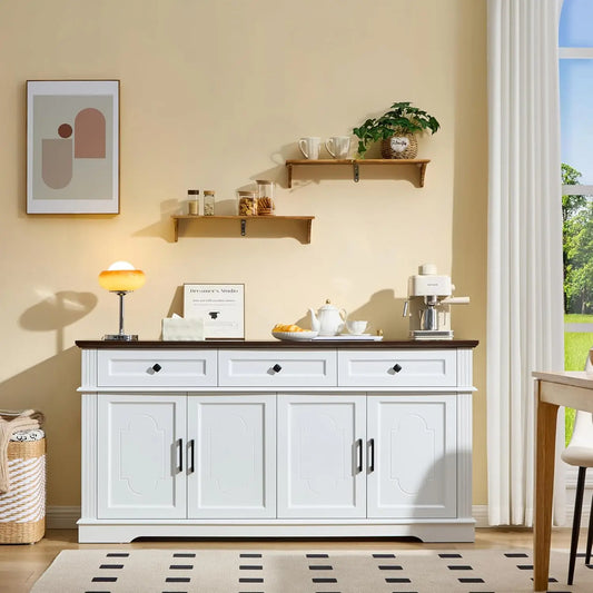MOYU Modern Farmhouse Buffet Sideboard Cabinet With 4 Doors