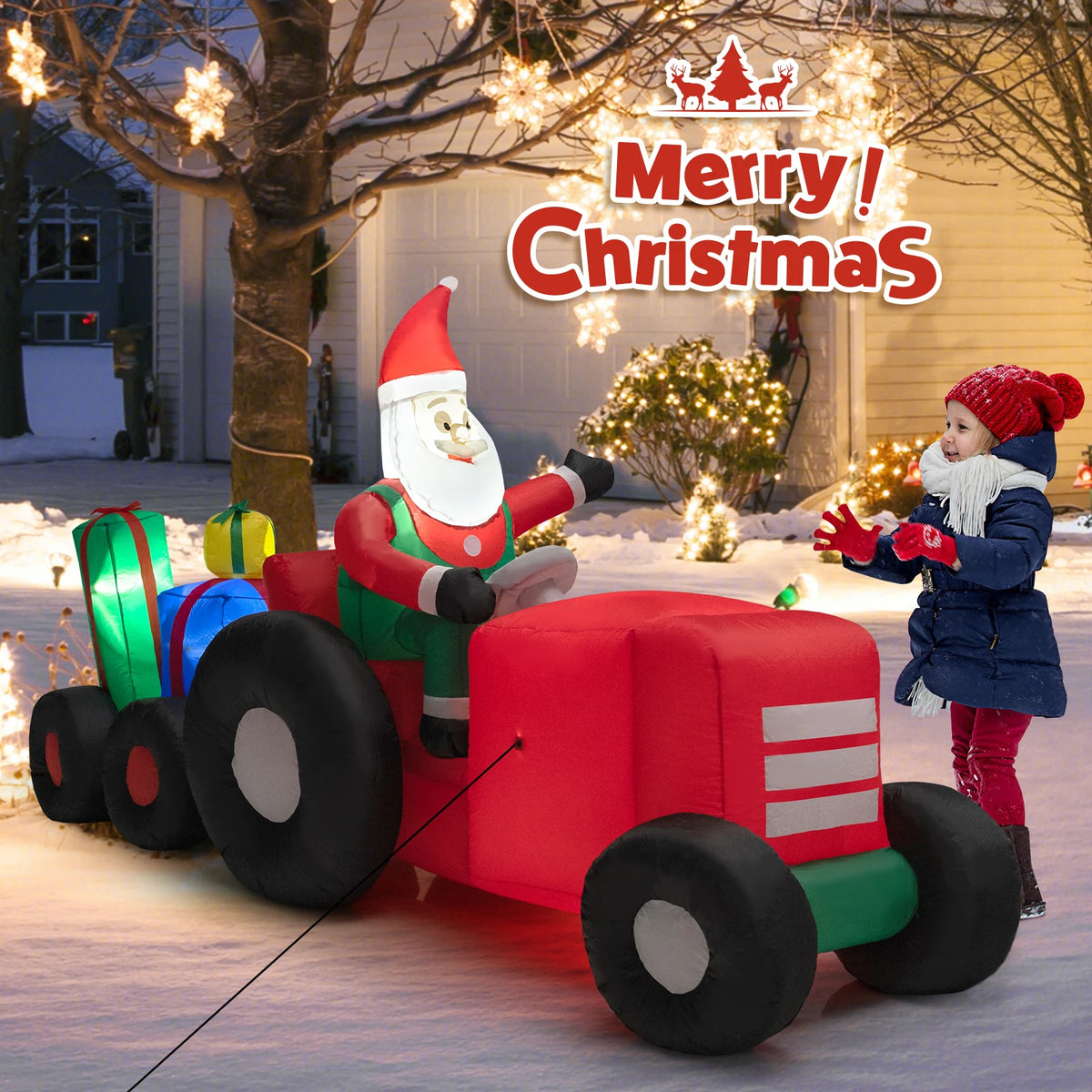 LIFEZEAL Christmas Inflatable Santa Decoration With Gifts And LED Lights