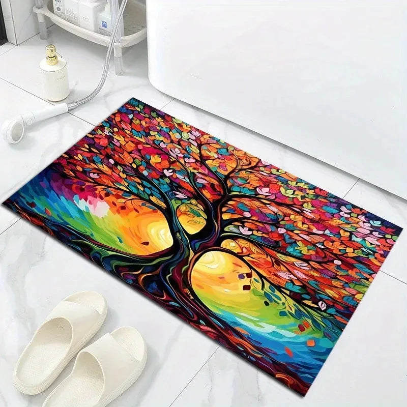 Abstract Tree Flannel Rug For Bedroom And Living Room