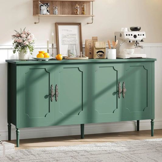 59" Buffet Cabinet Modern Sideboard with 4 Doors and Adjustable Shelves Coffee Bar Cabinet for Dining Room Kitchen Living Room