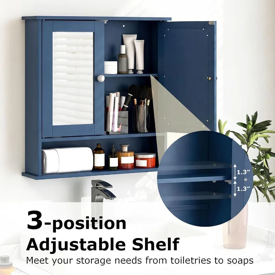 XIUWO Wall Mounted Bathroom Medicine Cabinet With Mirror