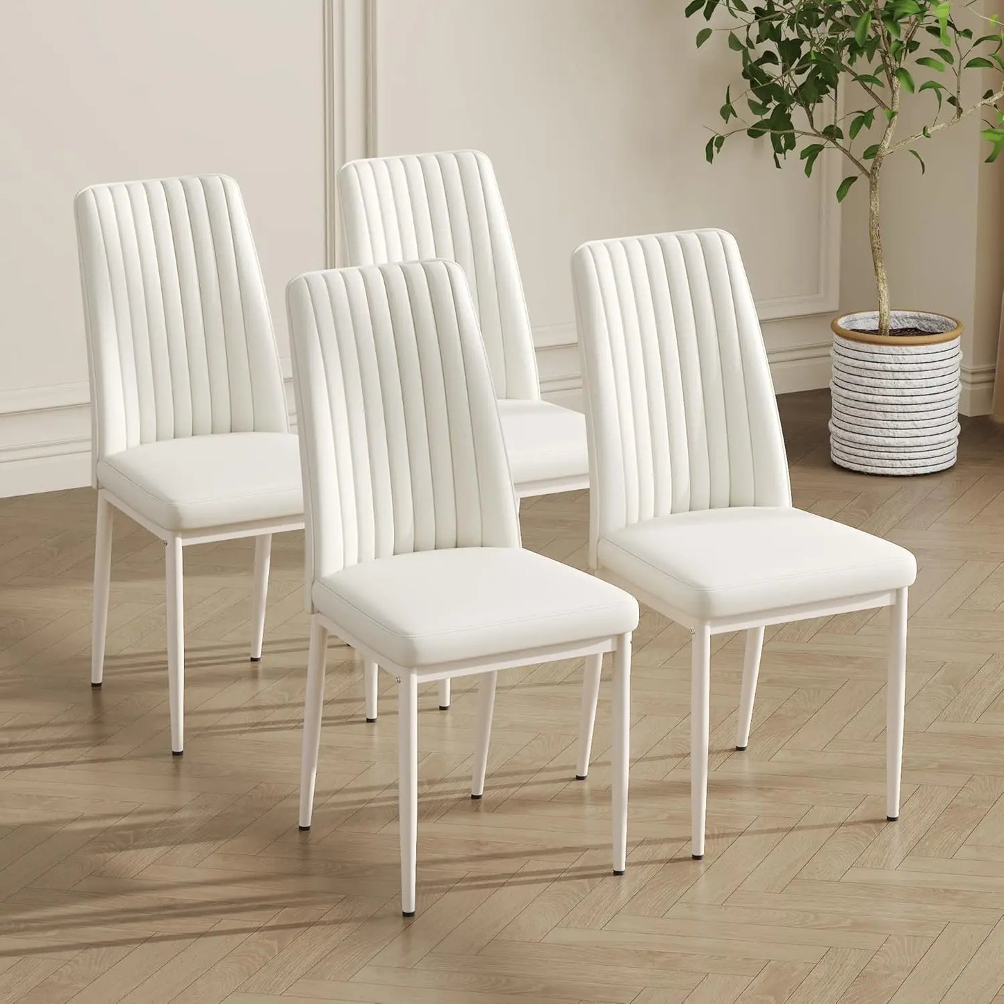 Modern Dining Room Chairs Set Of 4 Metal Suede Fabric