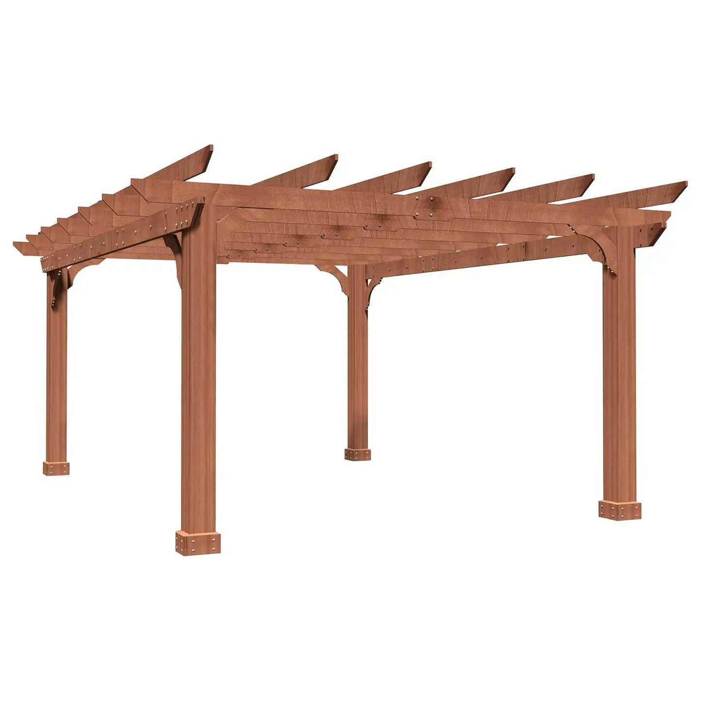 10x12ft Wooden Pergola Kit Stakes Cedar Snow Wind All Season Outdoor Shade Backyard Lawn Deck Custom