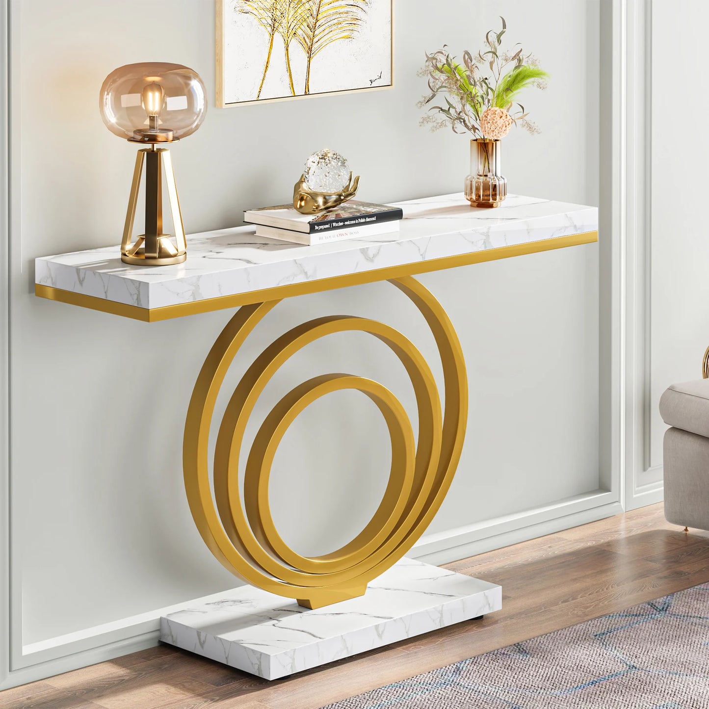 Tribesigns Modern Entryway Console Table With Unique Ring Design