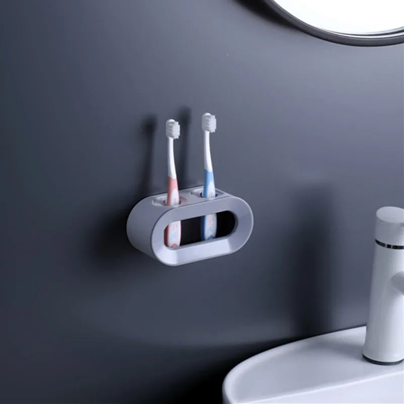 Electric Toothbrush Holder Double Hole Self Adhesive Wall Mount Bathroom