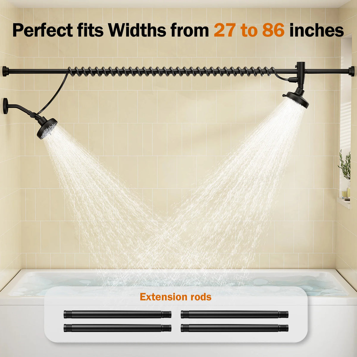 Tandem Shower Head For Couples, Dual Shower Head with Original Adjustable Slider, High Pressure Double Shower Head for Two