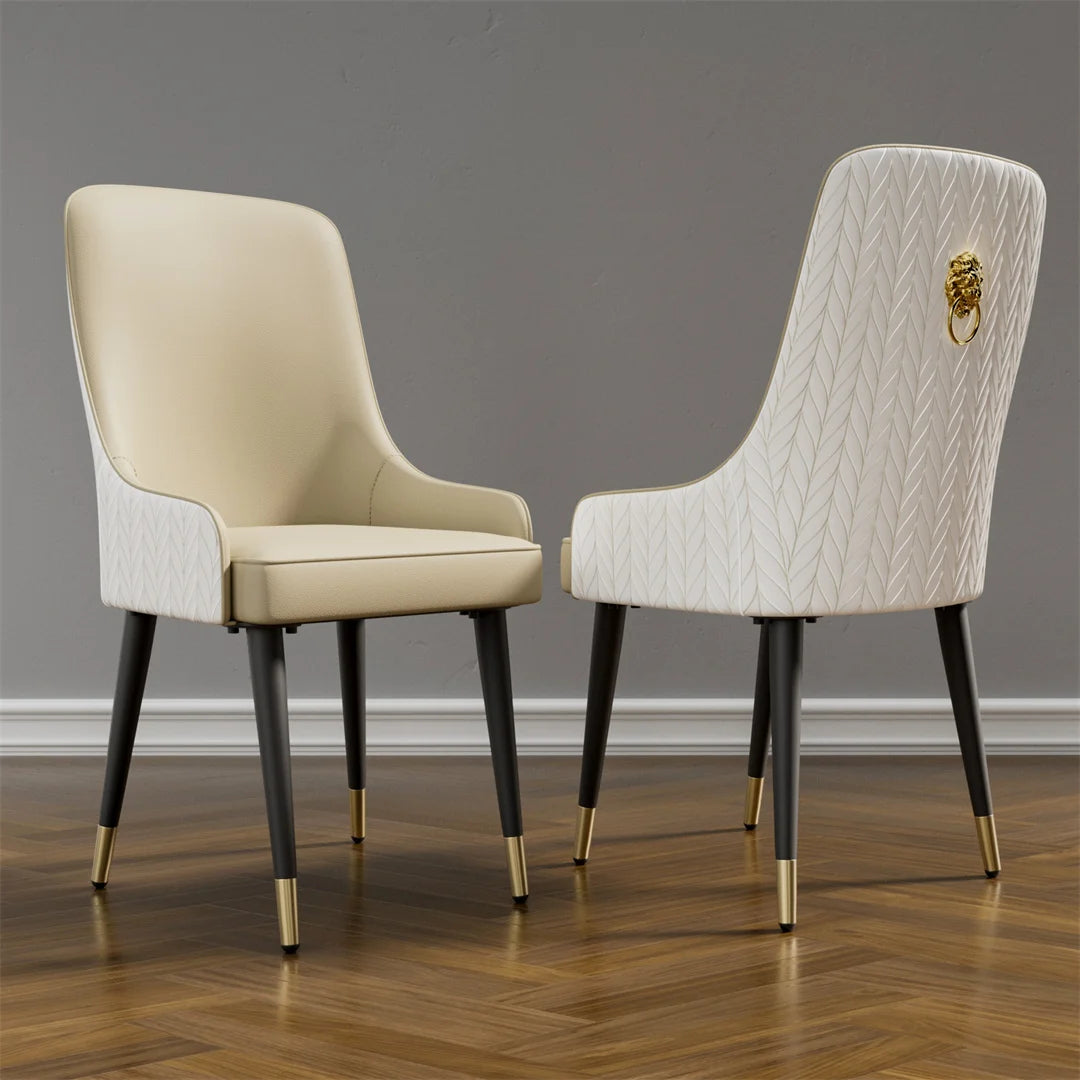 LUVODI Modern Dining Chair Set of 2 Microfiber Leather Leisure Chairs with Lion Knocker for Kitchen Table Restaurant