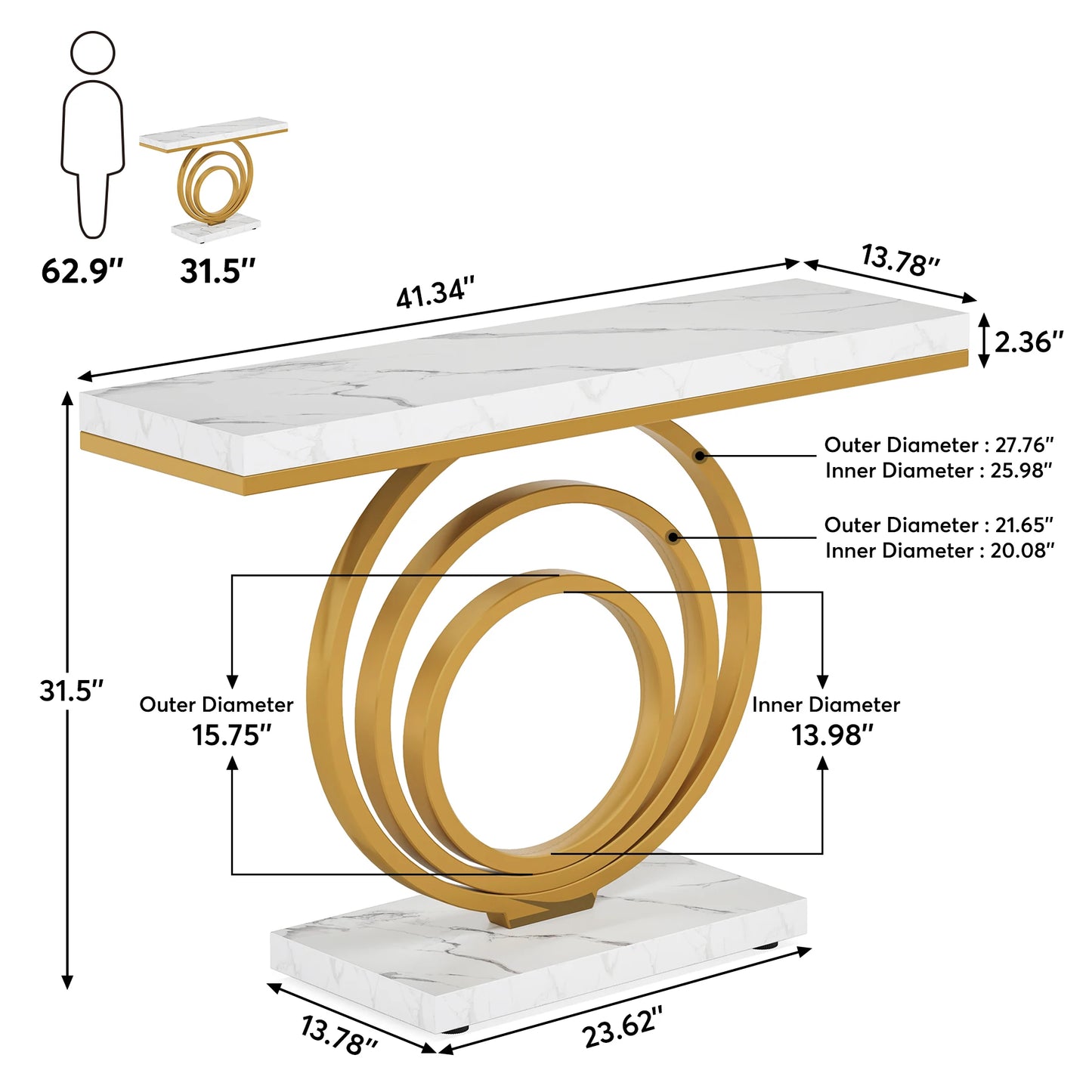 Tribesigns Modern Entryway Console Table With Unique Ring Design